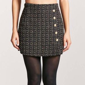 Forever 21 Black Metallic Tweed Mini Skirt